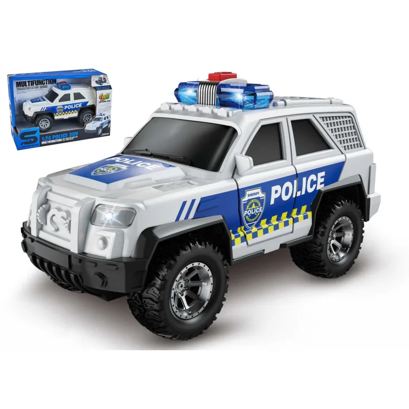Wiky Auto SUV policejní 15cm na baterie se zvukem se světlem v krabici 18x12cm
