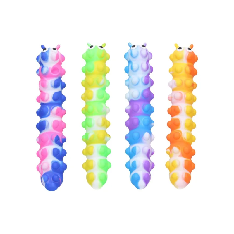 Wiky Housenka antistresová mačkací s přísavkami 5x26cm 4 barvy v sáčku
