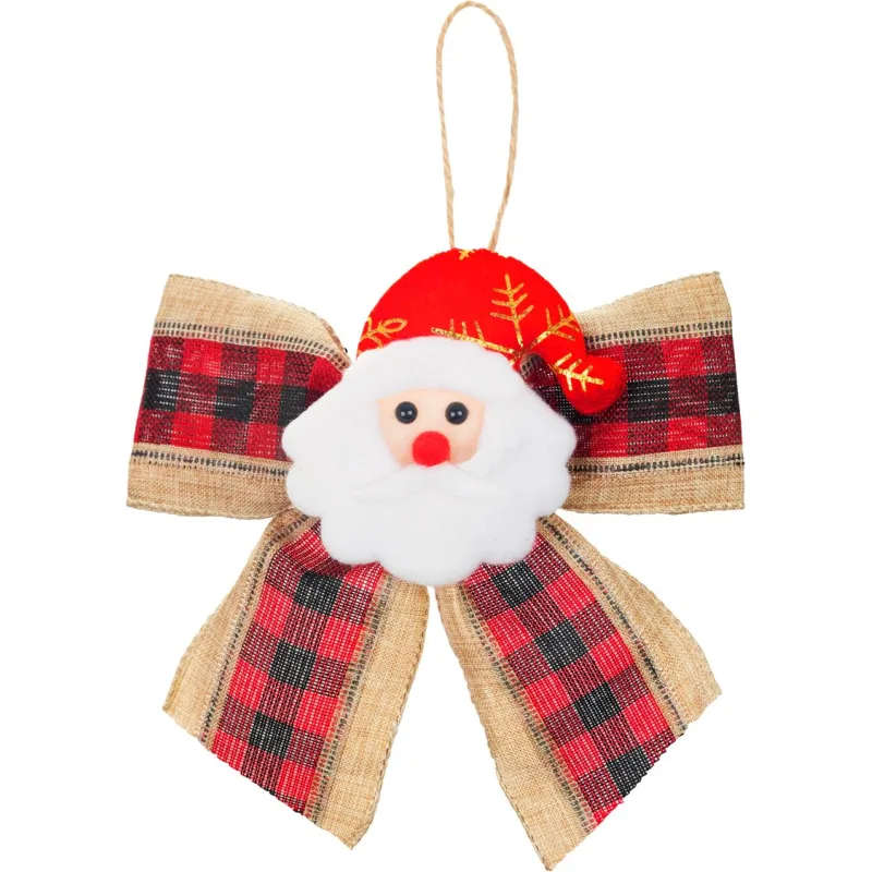 Dekorácia MagicHome Vianoce, mašľa, santa, 16 cm