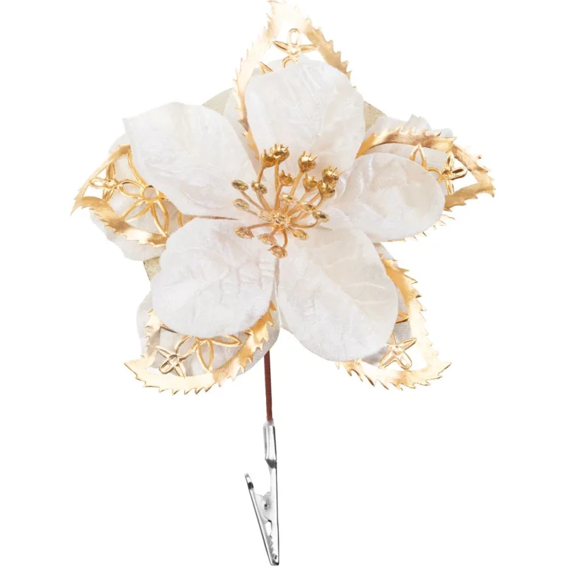 Kvet MagicHome Vianoce, poinsettia, krémová, 21 cm, veľkosť kvetu: 13 cm
