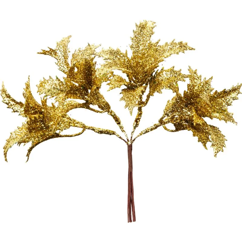 Vetvička MagicHome Vianoce, cezmína, zlatá, 14 cm
