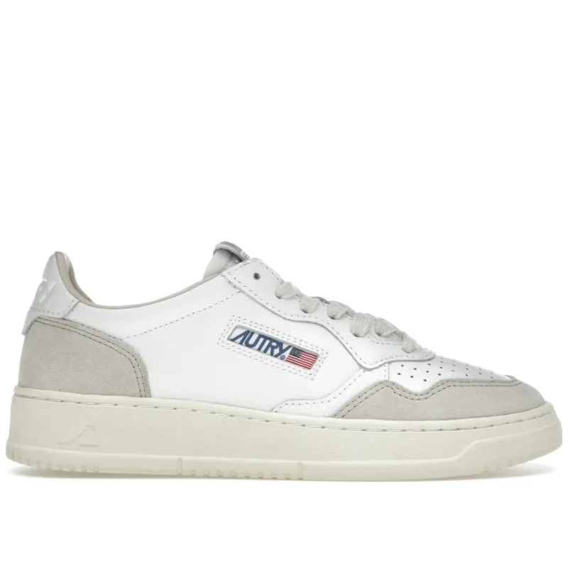 Autry Medalist Leather Low White Beige Suede (Women's) - 36