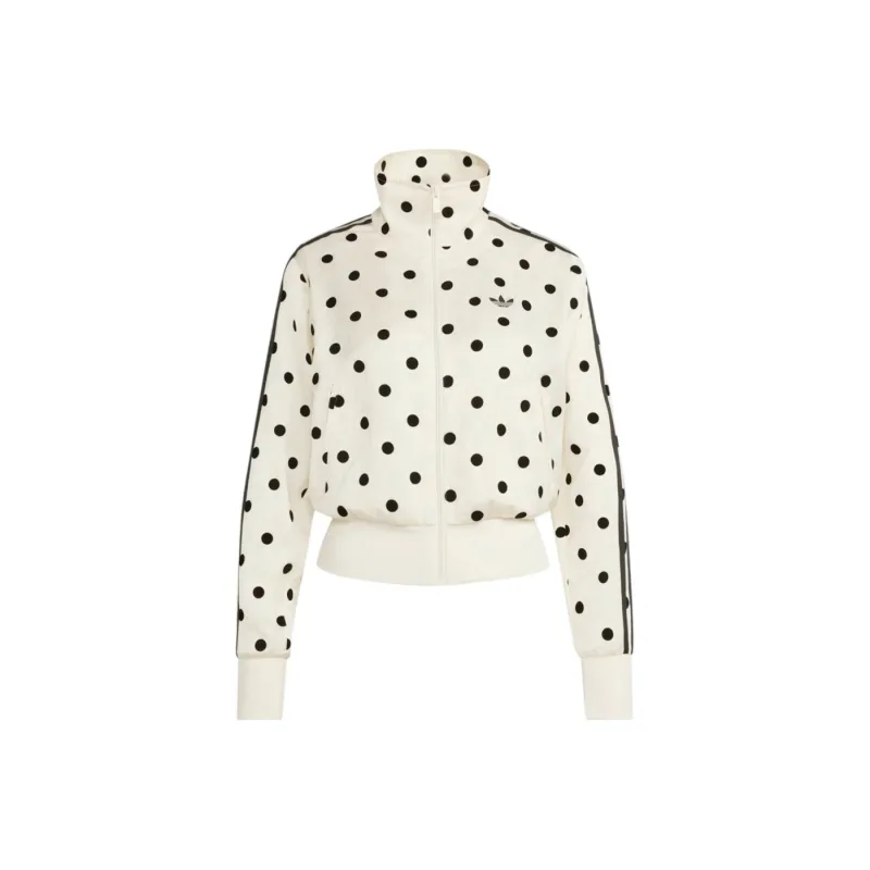 adidas Women's Satin Polka Dots TT Track Jacket Off White - M