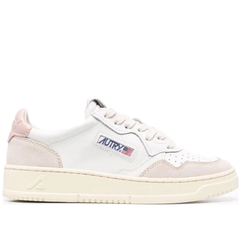 Autry Medalist Leather Low White Pink (Women's) - 36