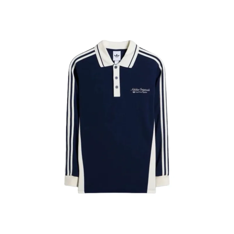 adidas Long Sleeved Polo Shirt Night Indigo - L