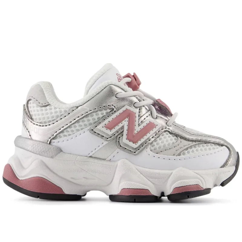 New Balance 9060 Bungee Lace White Rosewood Silver (TD) - 18.5