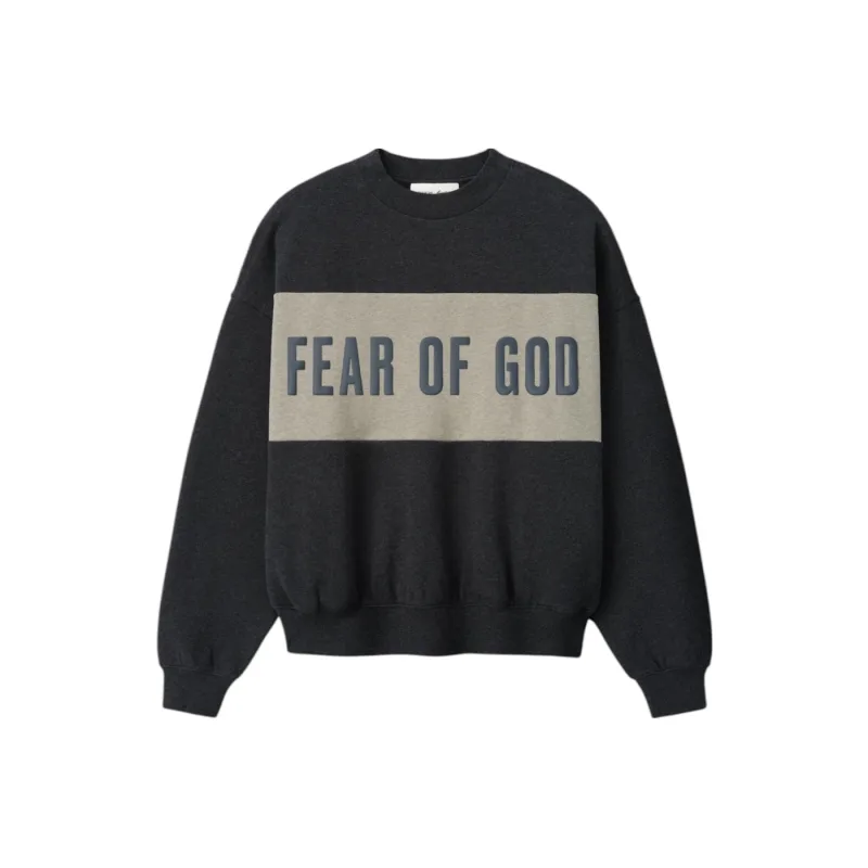 Fear of God Essentials Cropped Relaxed Panelled Crewneck Iron Grey Heather/Seal Heather - M
