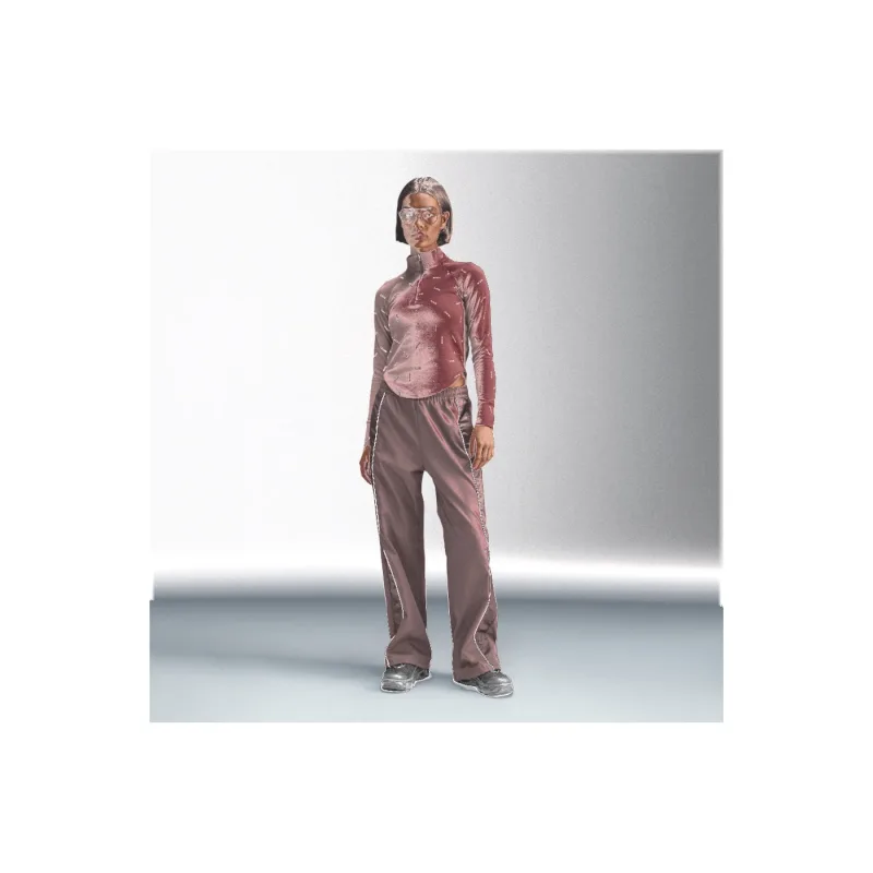Nike Sportswear Collection Women's Slim 1/2-Zip Long-Sleeve Logo Top Red Sepia/Light Orewood Brown/Red Sepia - S