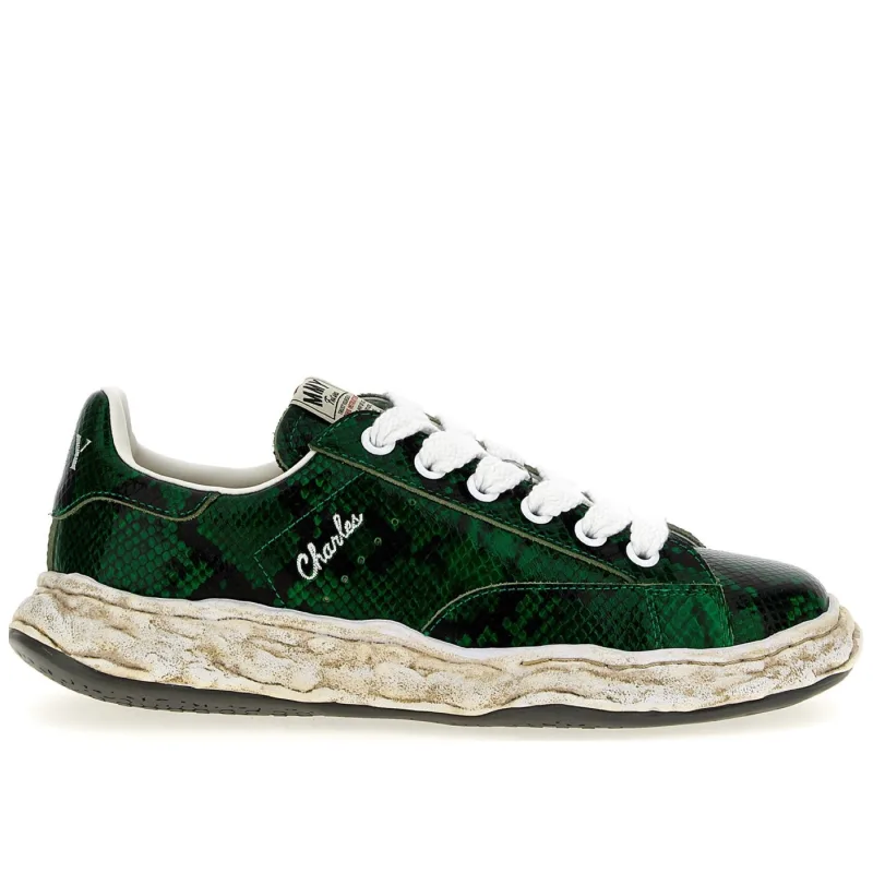 Maison Mihara Yasuhiro Charles OG Sole Leather Low Python Printed Green - 45