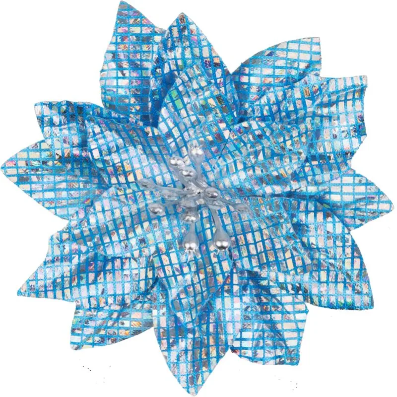 Kvet MagicHome Vianoce, poinsettia, modrý, 12 cm