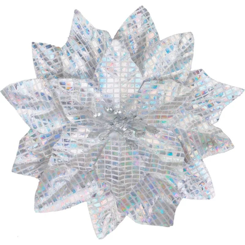 Kvet MagicHome Vianoce, poinsettia, strieborný, 12 cm