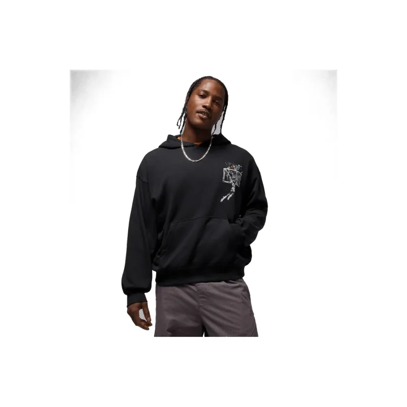 Jordan Brooklyn Men's Oversized Pullover Hoodie Black/Starfish - S