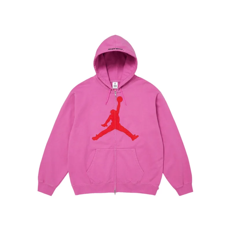 Supreme x Jordan Zip Up Hooded Sweatshirt 'Pink' - L