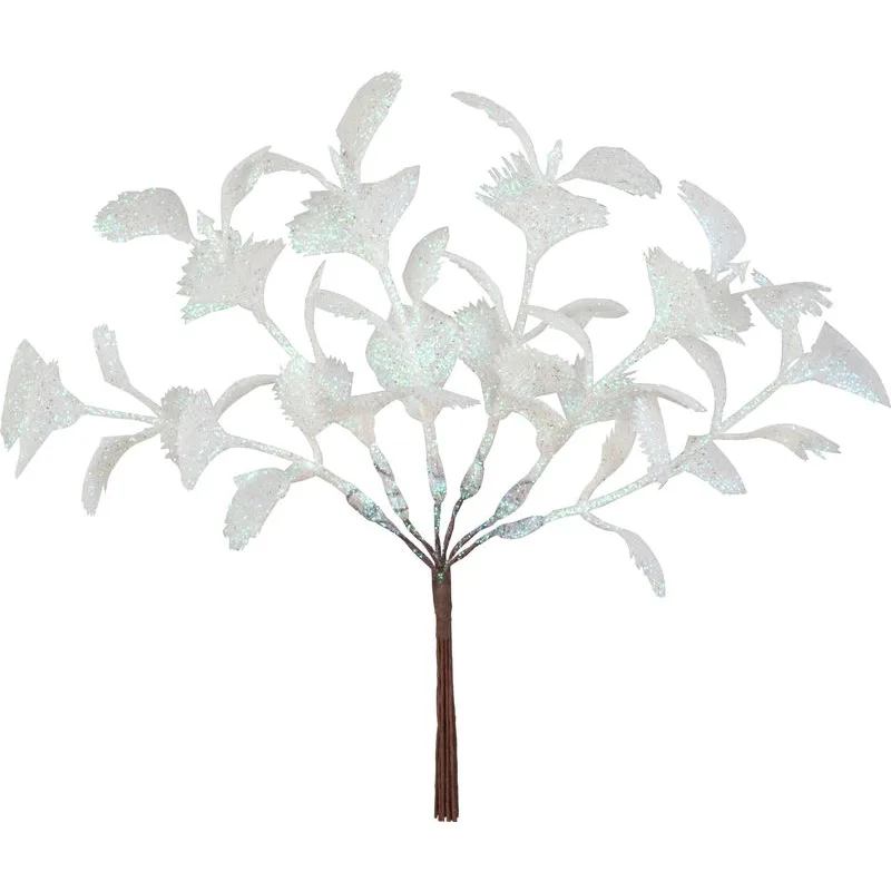 Vetvička MagicHome Vianoce, biela, 17 cm