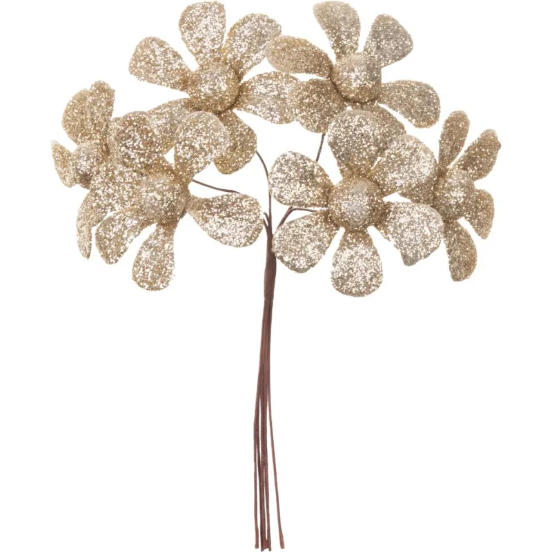 Kvet MagicHome Vianoce, margarétky, champagne, 14 cm