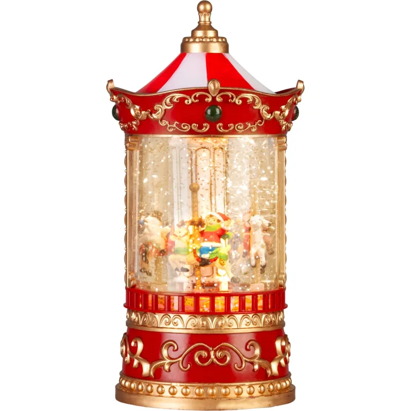 Dekorácia MagicHome Vianoce, Kolotoč, LED teplá biela, 3xAA, 12,3x12,3x24,5 cm