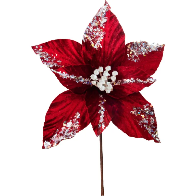 Kvet MagicHome Vianoce, poinsettia, burgundská červená, 20 cm, veľkosť kvetu: 21 cm