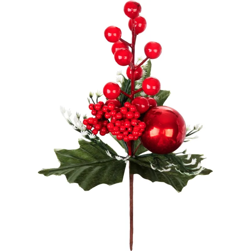 Vetvička MagicHome Vianoce, cezmína s bobuľami, 22 cm