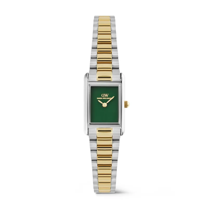 Daniel Wellington Bound Mini 17 × 25,9, 3-Link, smaragdová, dvojfarebná, zlatá a strieborná, DW00101019