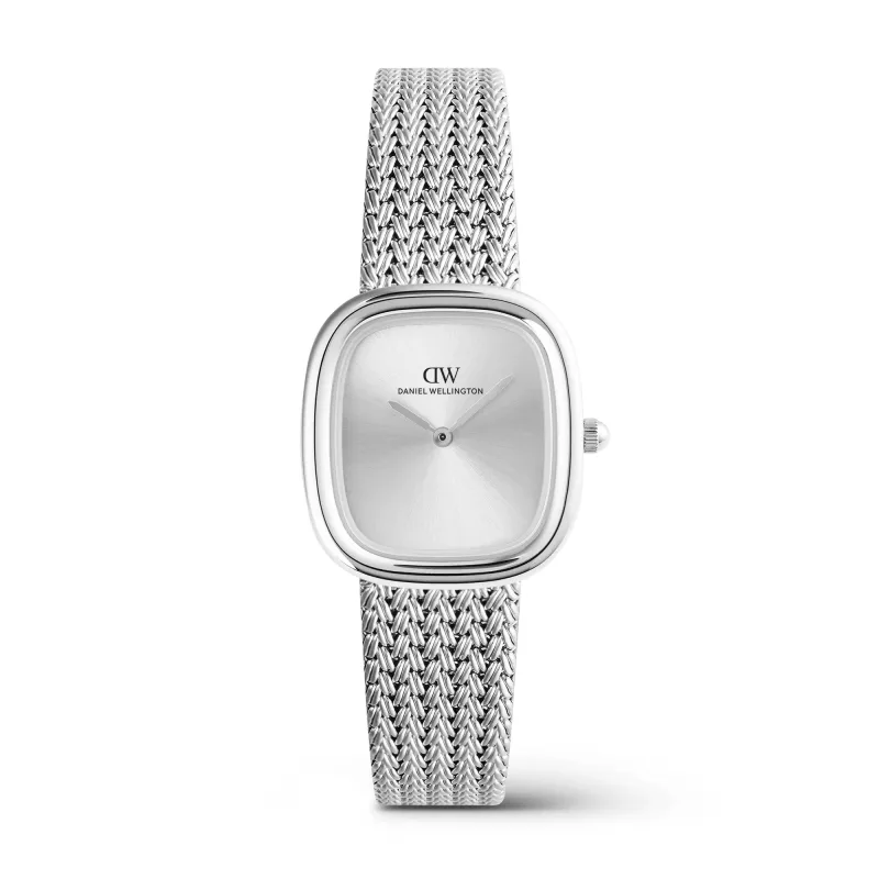 Daniel Wellington Margot 24 × 26 mm, pletený sieťovaný remienok, jednobarevný strieborný, DW00100963