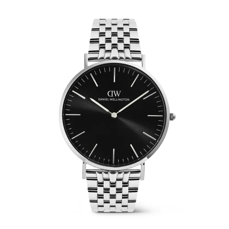 Daniel Wellington Classic 40 mm 7-Link čierna strieborná DW00101023