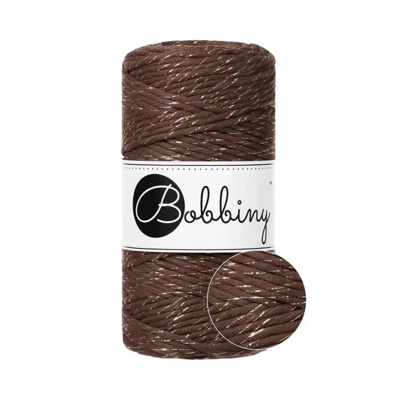 Bobbiny Macramé 3 mm – Shiny Chocolate Brown, 100 m