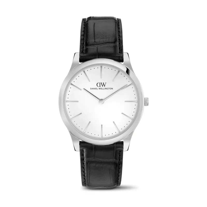 Daniel Wellington PATHFINDER 39 BLACK-CROC FROST-WHITE strieborný DW00100980
