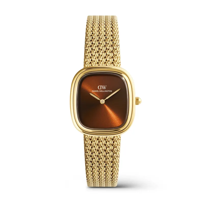 Daniel Wellington Margot 24 × 26 mm, pletená sieťovina, jantárovo-zlatá, DW00100968