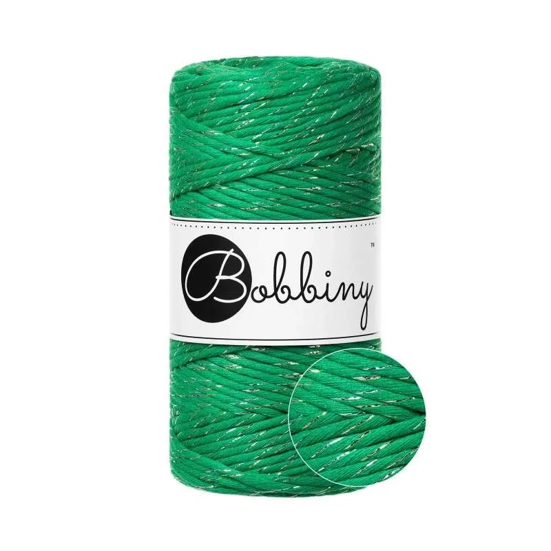 Bobbiny Macramé 3 mm – Shiny Jade Green, 100 m