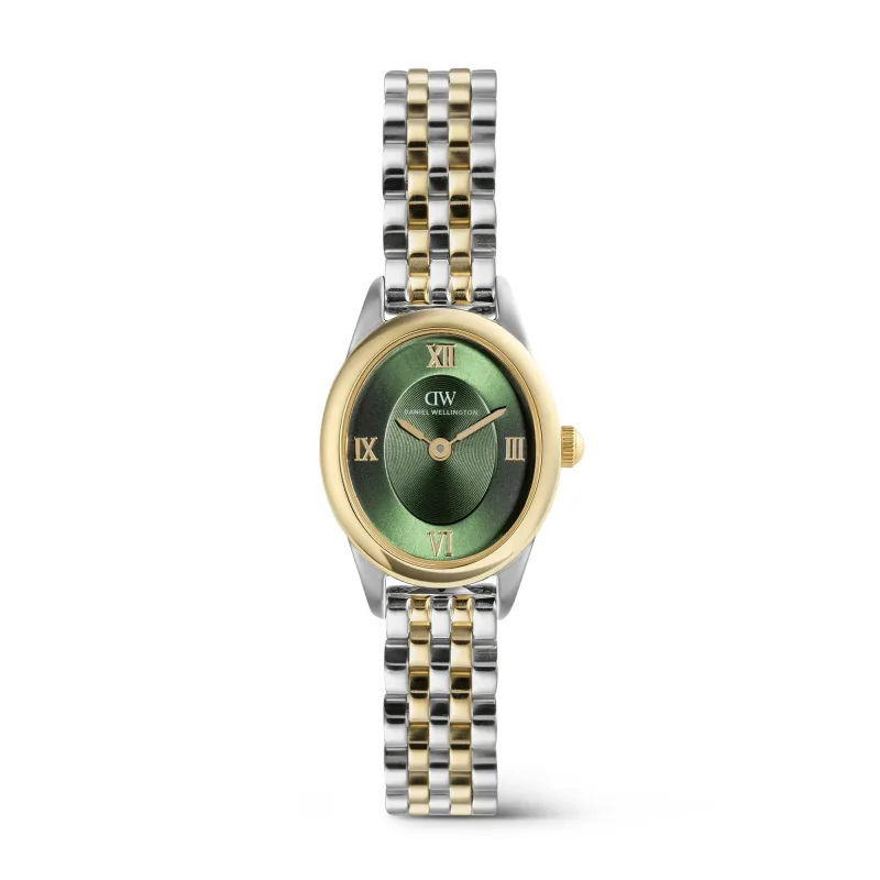 Daniel Wellington Ophelia Mini 25,5 × 22 Beans Link Two-Tone smaragdovo-zlatá a strieborná DW00101017