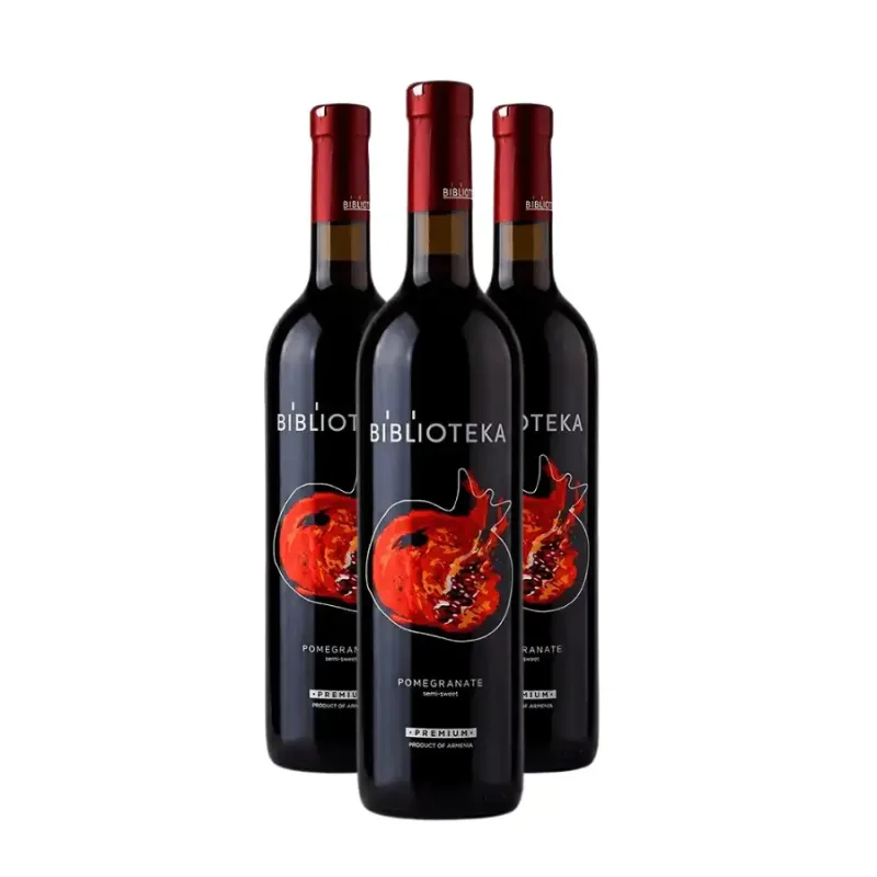 Biblioteka 3x Biblioteka granátové víno polosladké 12,5% obj. (holá lahev) degustační sada po 750 ml.