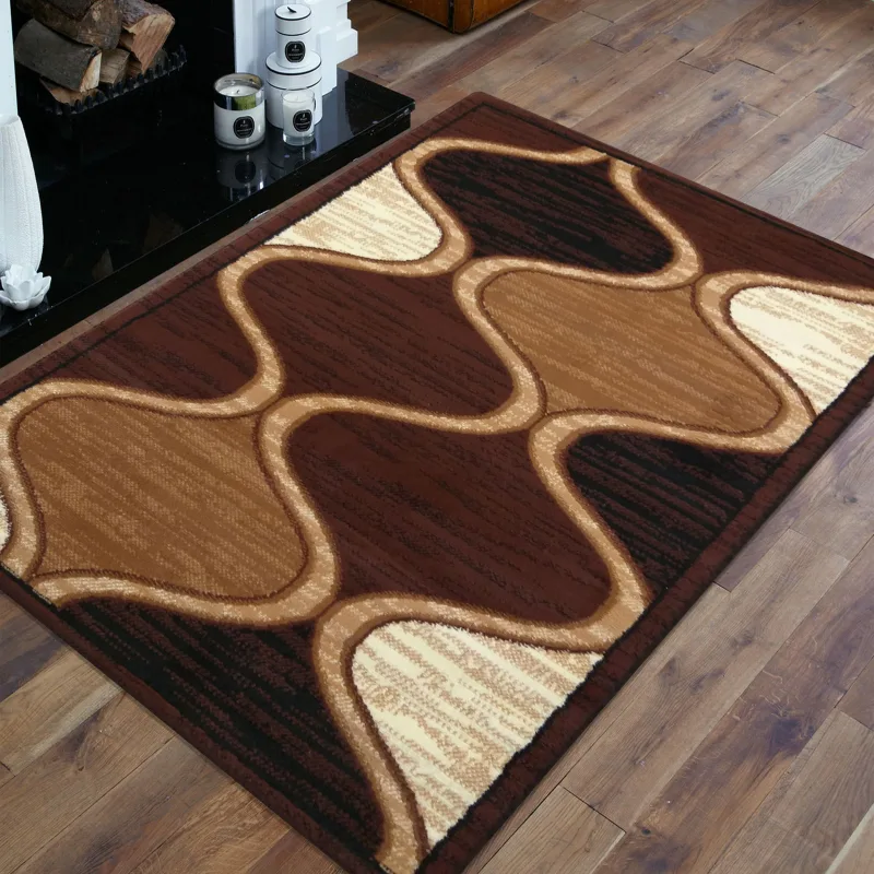 Krásny koberec Alfa s vlnkami - hnedý Rozmer koberca: 60x100 cm