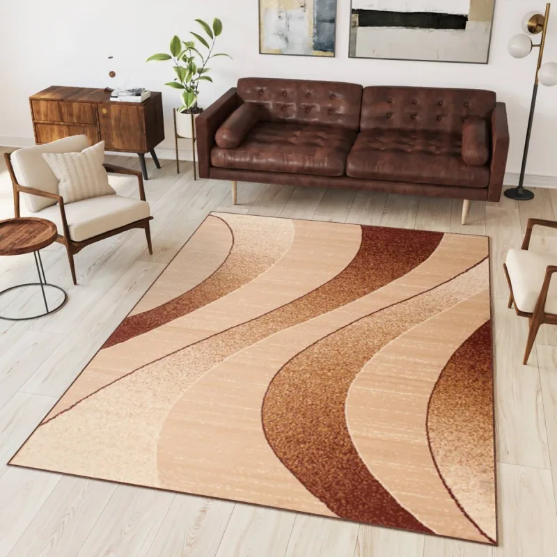 Moderný koberec Tap - vlnky 5 - svetlobéžový Rozmer koberca: 160x220 cm