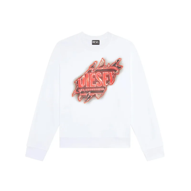 Diesel S-GINN-E9 Logo Sweatshirt Bright White - L