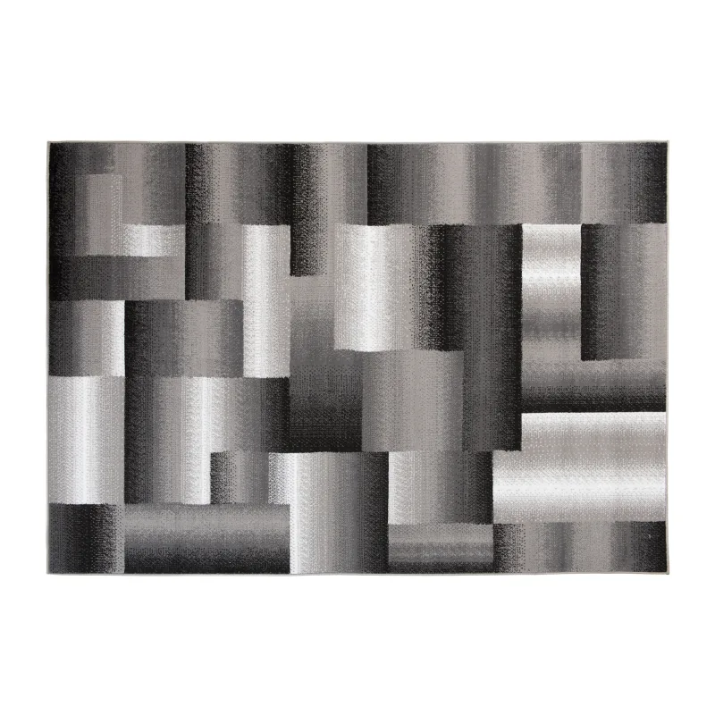 Kusový koberec Maya - obdĺžniky 1 - sivý/čierny Rozmer koberca: 130x190 cm