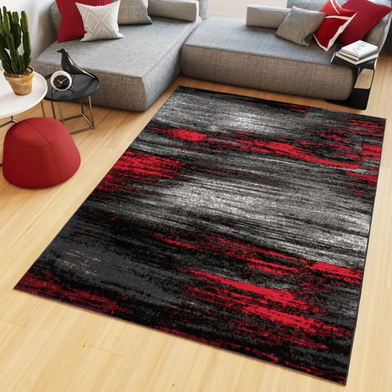 Kusový koberec Maya - abstrakt 3 - sivý/červený Rozmer koberca: 130x190 cm