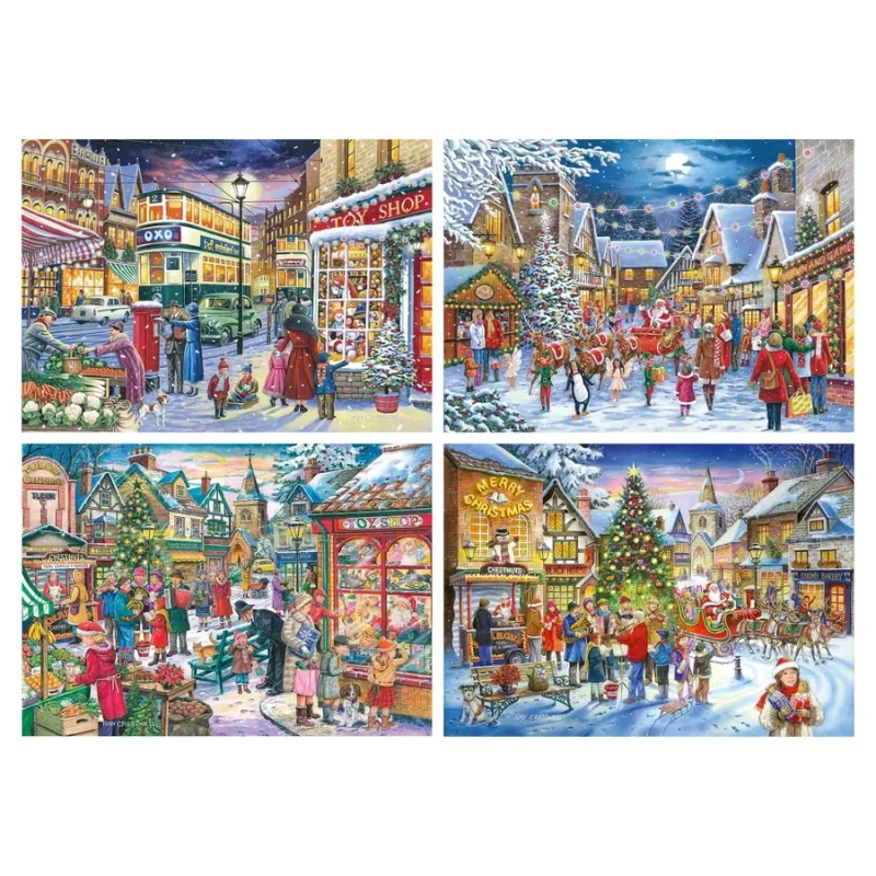 HOP Puzzle Vianočné nakupovanie 4x500 dielikov