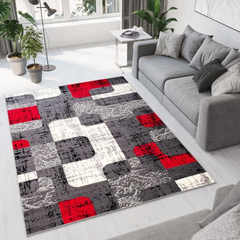 Moderný koberec Tap - geometrické tvary 2 - červený/sivý Rozmer koberca: 160x230 cm