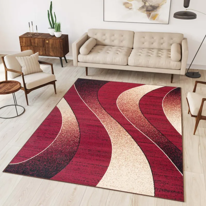 Moderný koberec Tap - vlnky 5 - červený Rozmer koberca: 130x190 cm