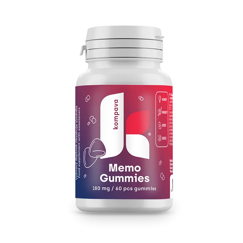 Memo Gummies 60 cukríkov - Kompava MINIMÁLNA TRVANLIVOSŤ: Lesné ovocie - MIN. TRV. 2.12.2026