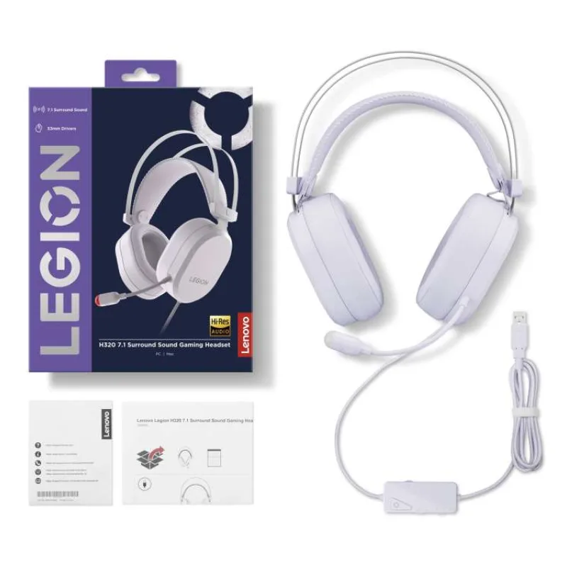 Lenovo Legion H320 7.1 Gaming Headset - White (GXD1W43663)