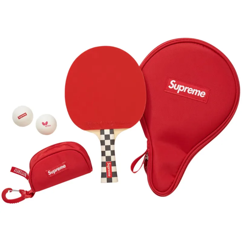 Supreme Butterfly Table Tennis Racket Set Red Checkerboard - OS