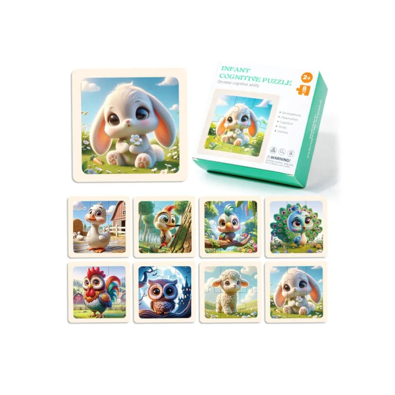 Wiky Puzzle dřevěné farma 8 ks v krabičce 10,5x10x4cm