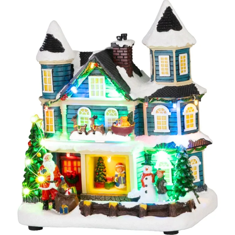 Dekorácia MagicHome Vianoce, Domček, LED, 3xAA, 20x13x23 cm