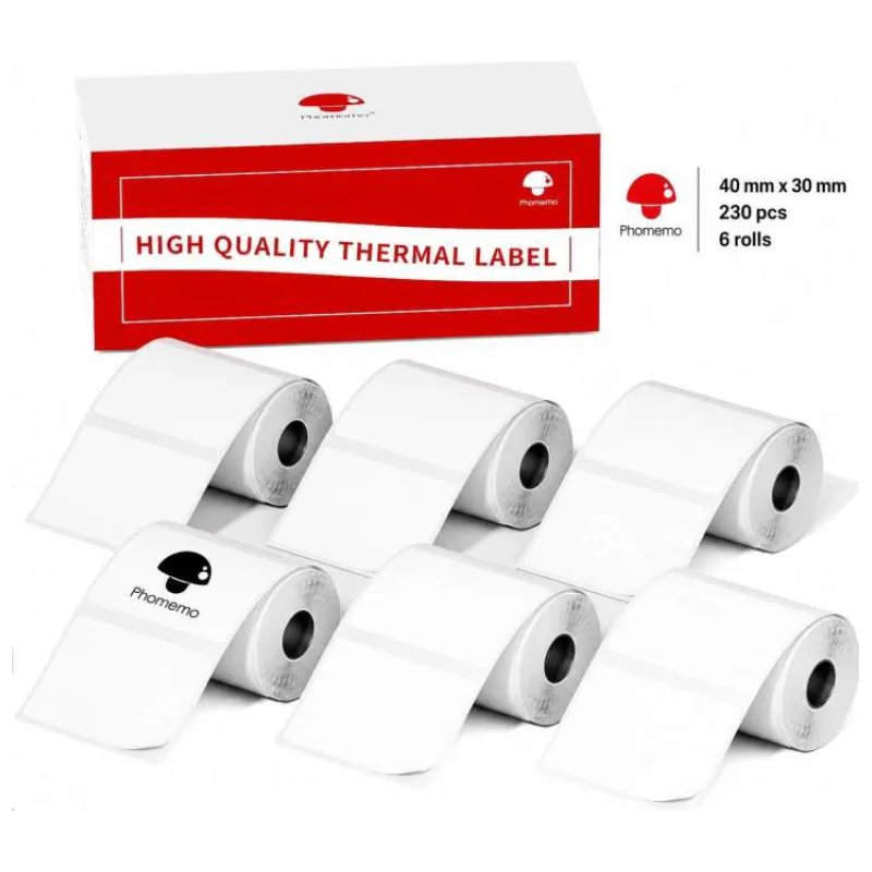 Phomemo štítky Bílé 40x30mm 6 rolí 5x230ks pro A42, M110, M220, M221 (10200703102)