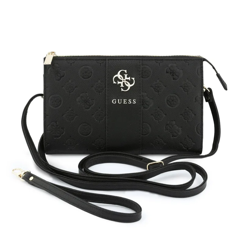 Guess PU 4G Peony Stripe Metal Logo Taška na Telefón čierna