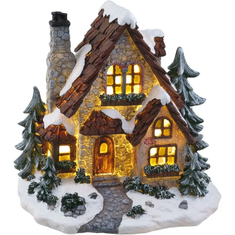 Dekorácia MagicHome Vianoce, Chalúpka LED, 3xAA, 22,5x17,5x21 cm