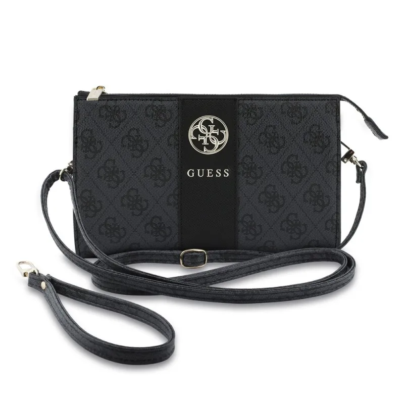 Guess PU 4G Peony Stripe Metal Logo Taška na Telefón čierna