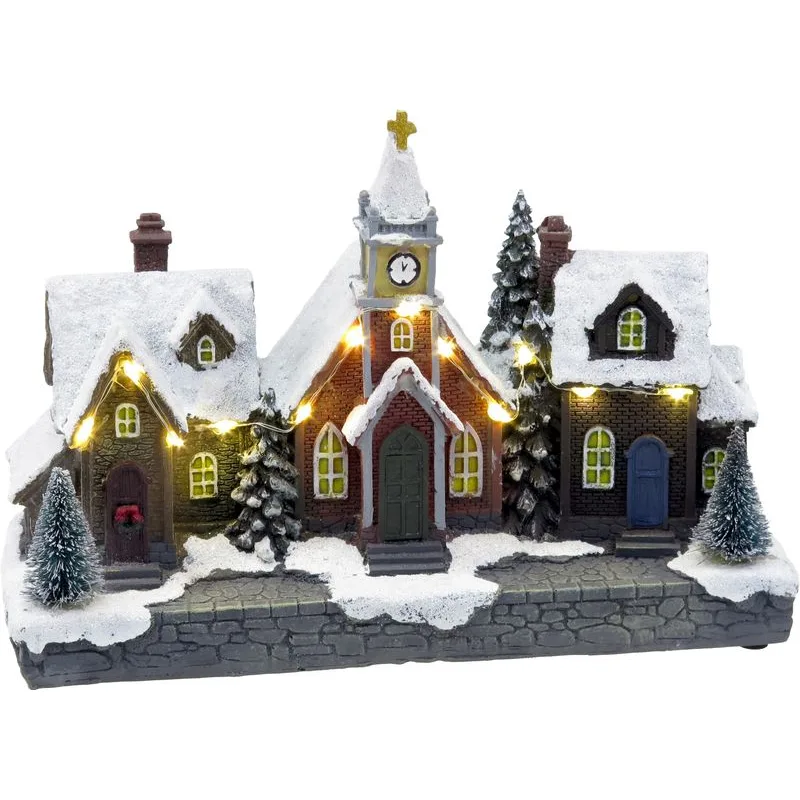 Dekorácia MagicHome Vianoce, Mestečko, LED, 3xAA, 26,5x10x17,5 cm