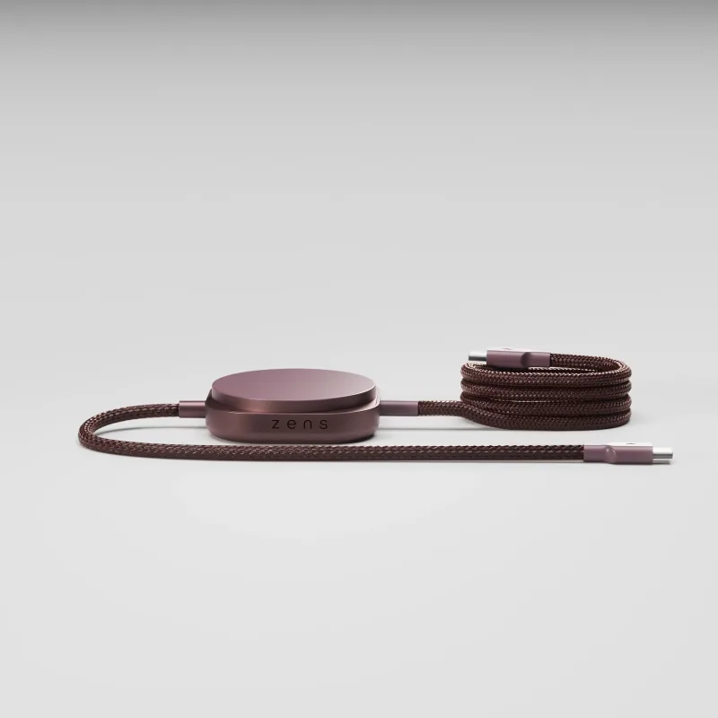 ZENS USB C - C Pro 2 cable 1,5 m 240W with Qi2 charger Dark Cherry